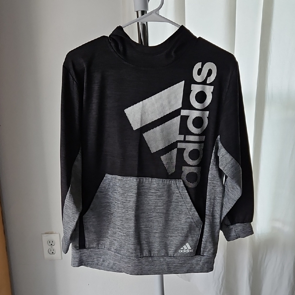 Adidas Kids Black and Gray Hoodie